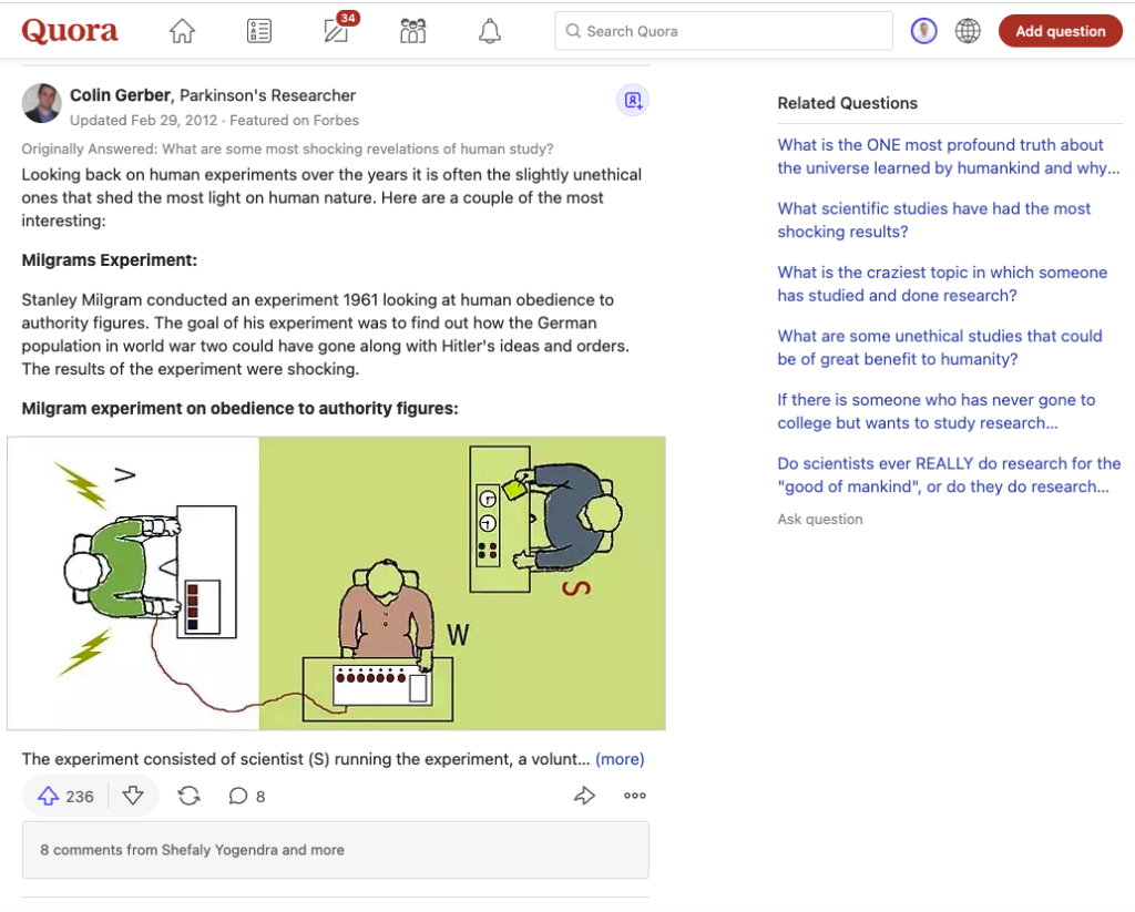 Screenshot from Quora.com