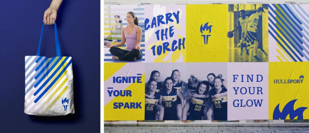 Mock-up images of Hull University's bold university campaign brand identity