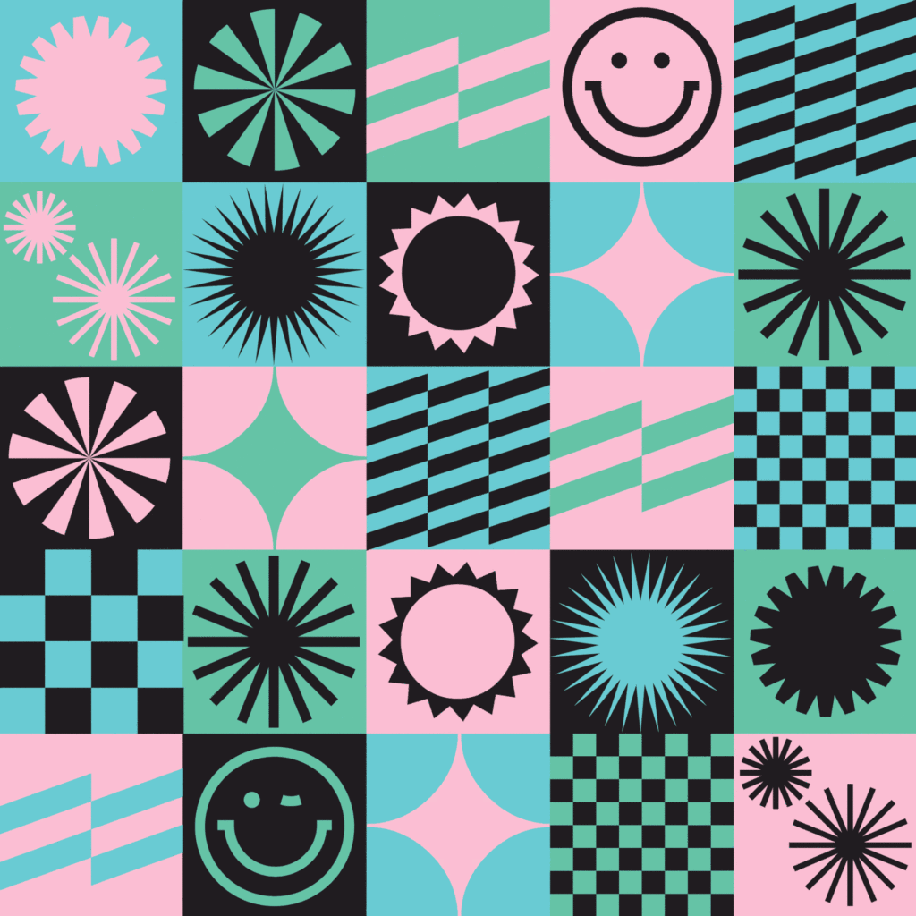 Colourful pastel designs from The Shillington School of Graphic Design's university campaign for graduate showcase exhibition